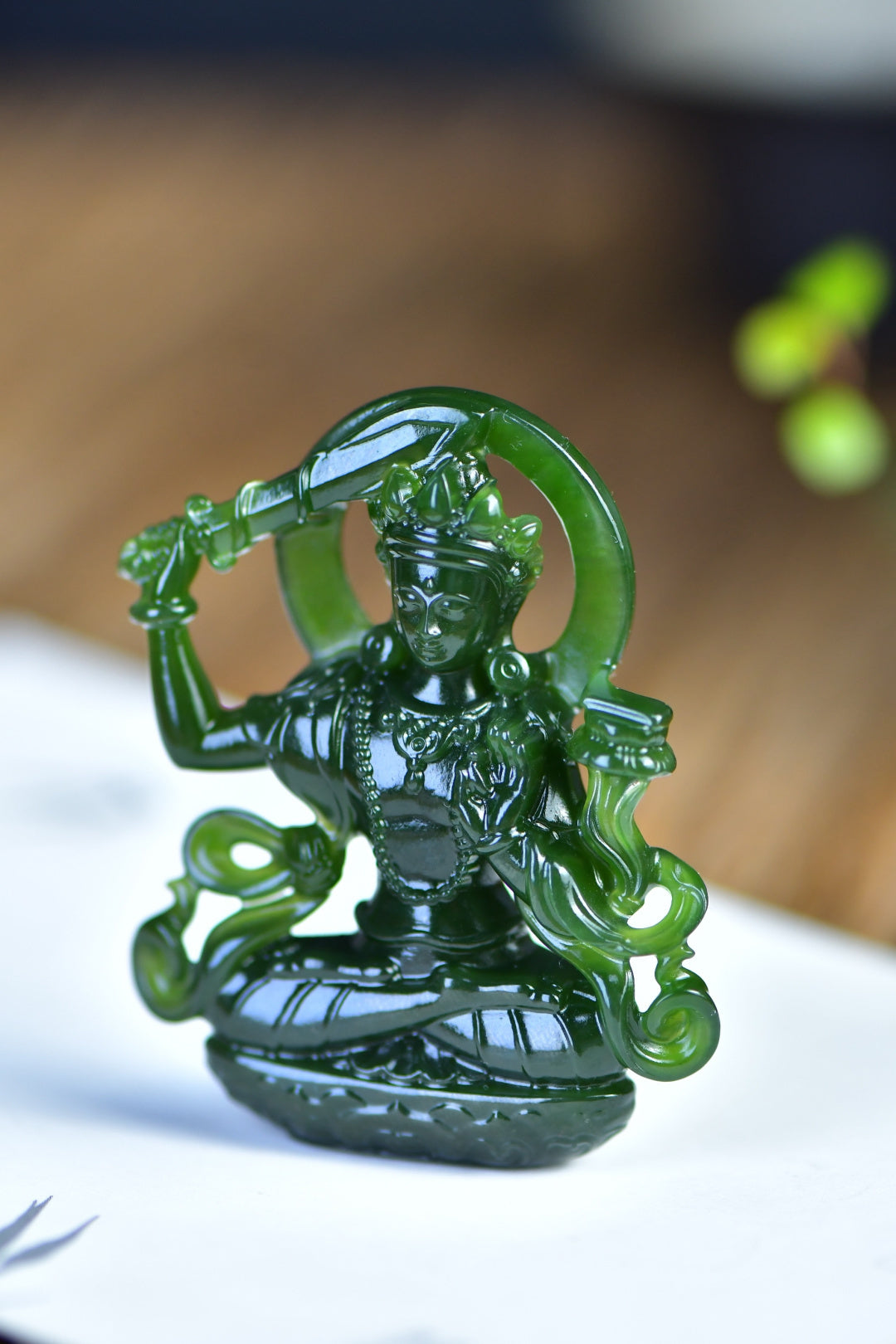 《虛空藏菩薩》精品和田玉碧玉擺件