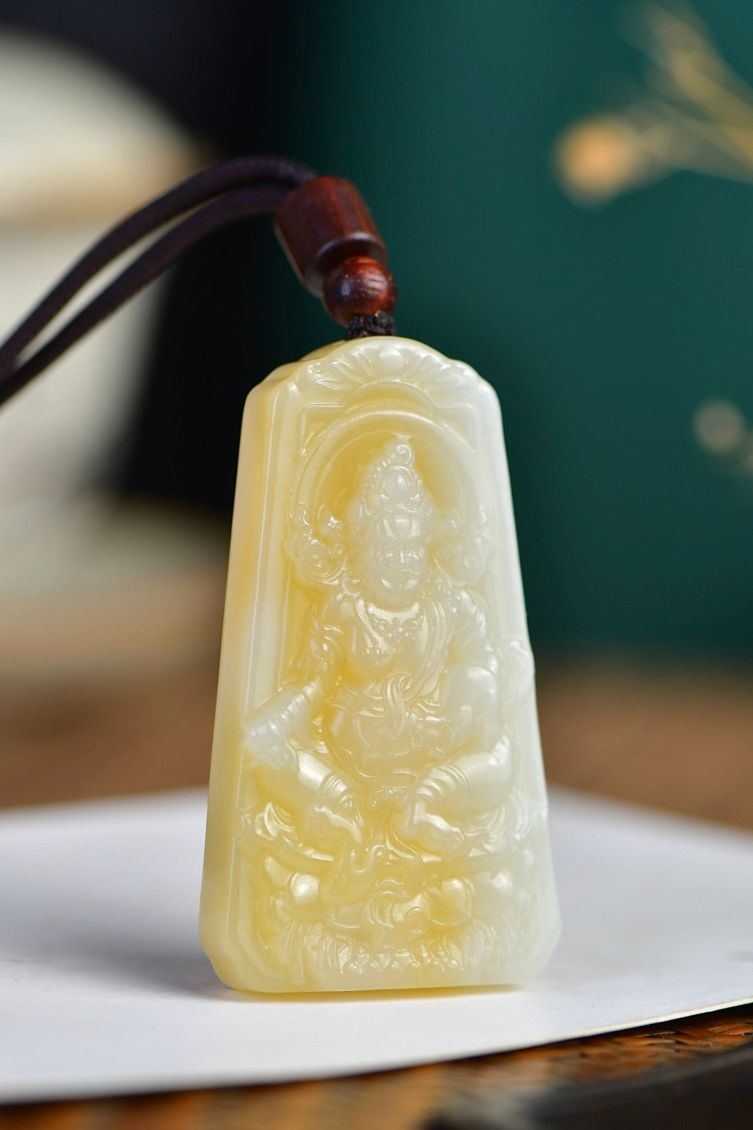 《黃財神》精品和田玉且末掛件