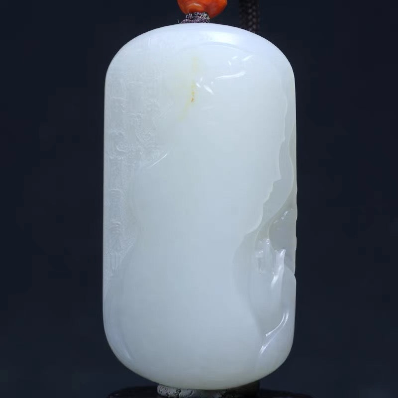 新疆和田玉籽料观自在观音玉牌