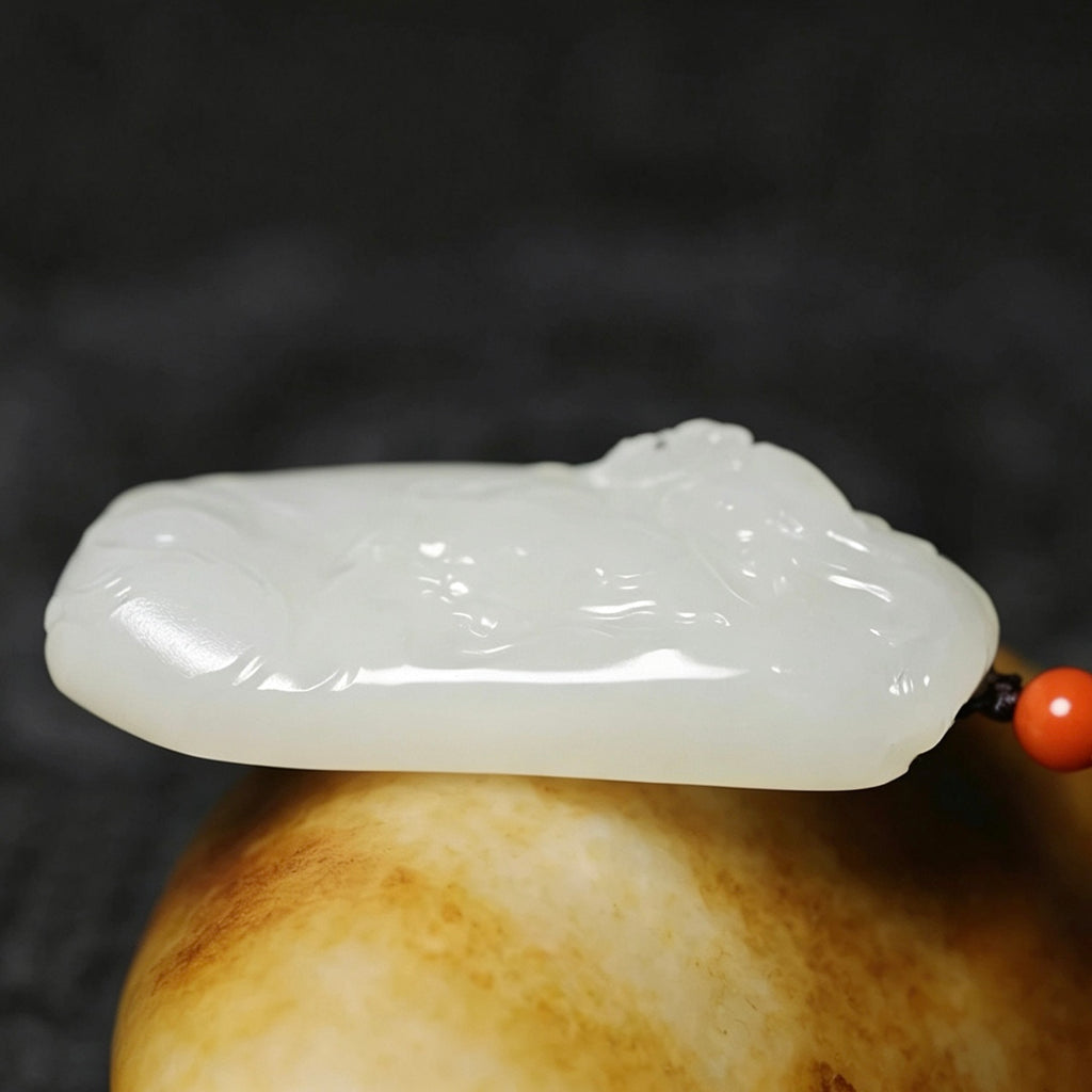新疆和田玉籽料白玉龙牌