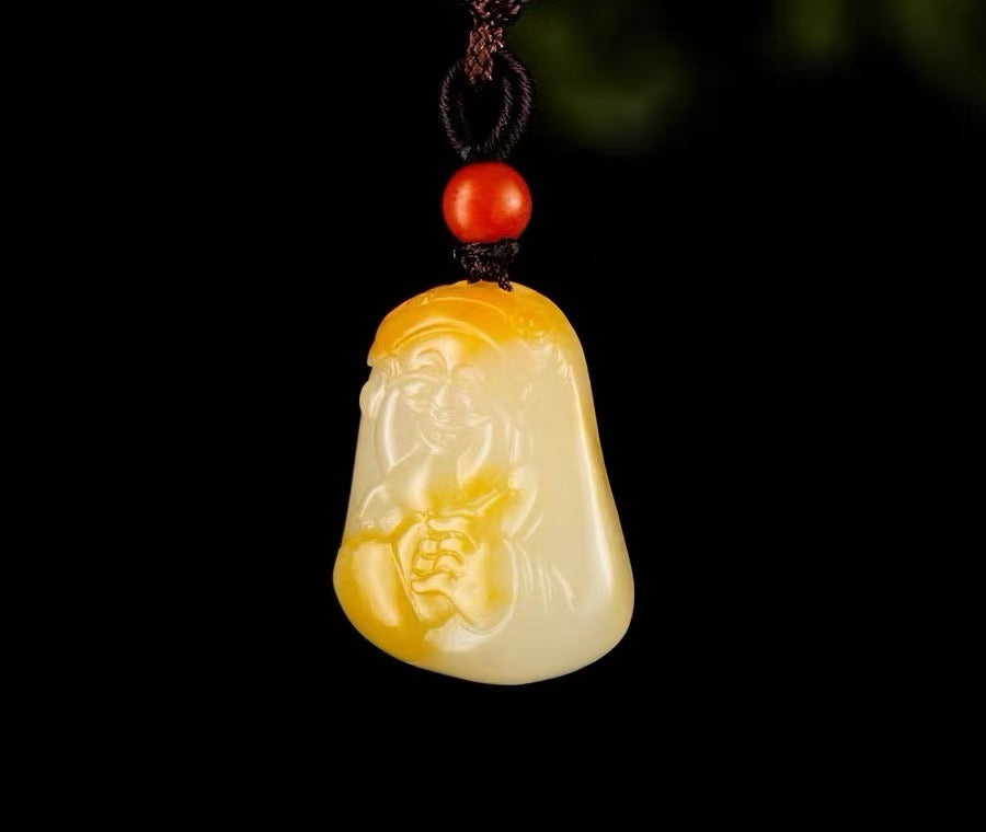 新疆和田籽料黄沁财神吊坠