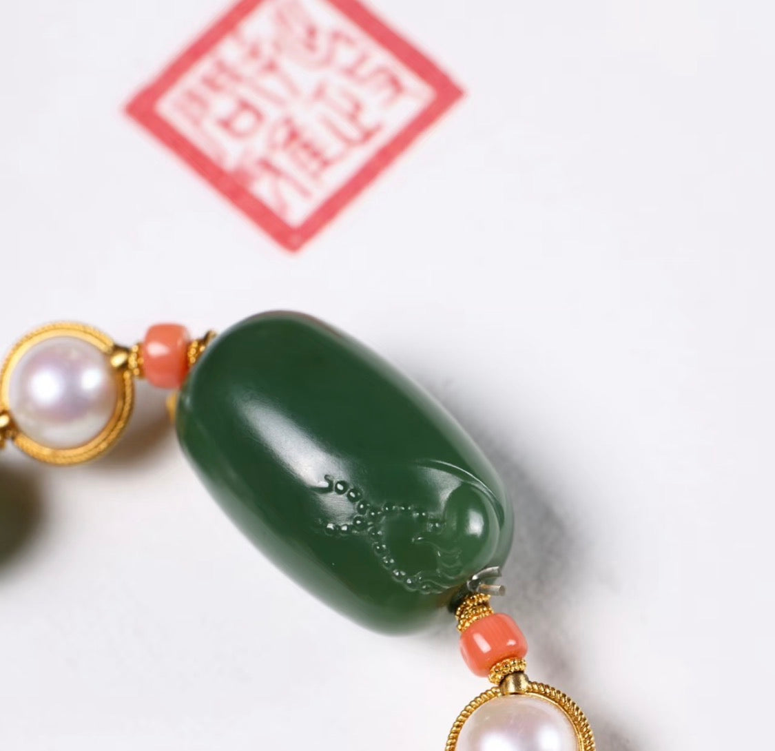和田玉碧玉混复古混搭手链