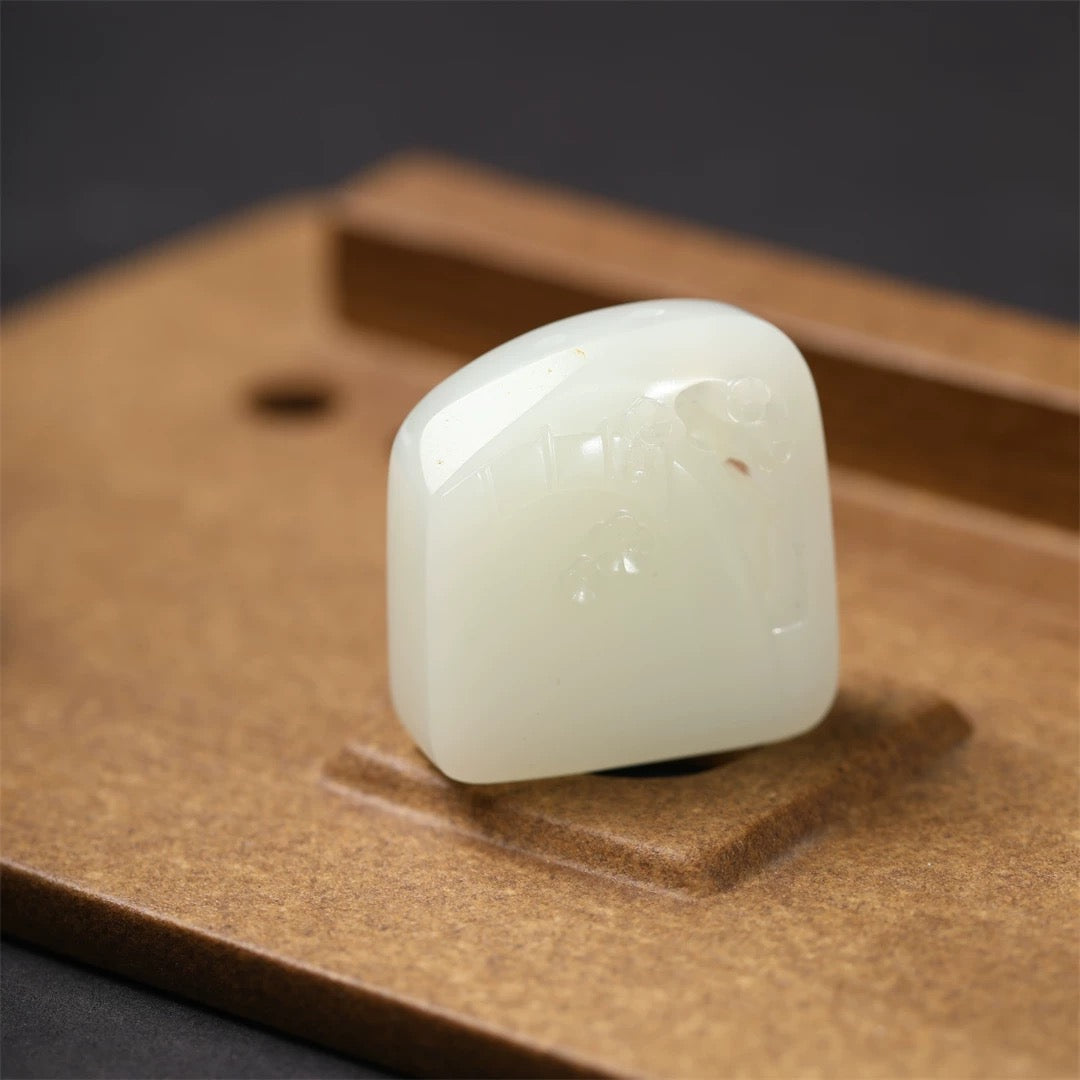 新疆和田玉籽料羊脂白玉江南春景