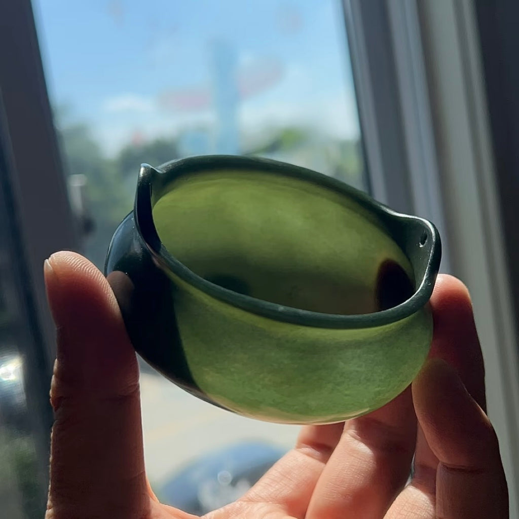 新疆和田玉玉青玉雙耳香爐