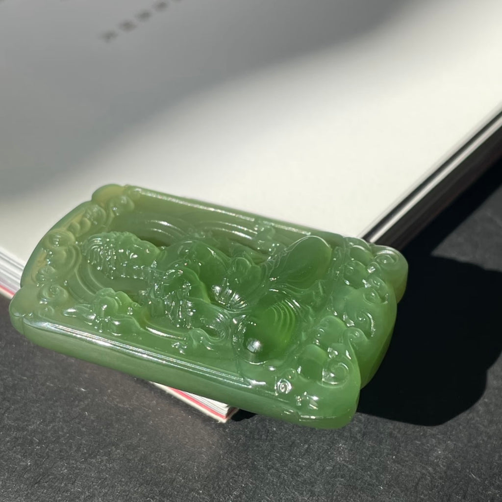 和田玉碧玉貓眼觀音吊墜