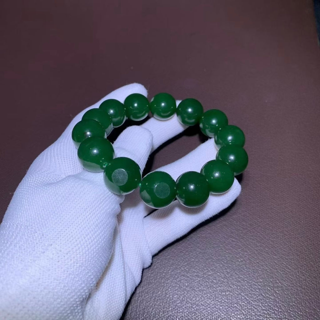 和田玉碧玉籽料手串卡16mm