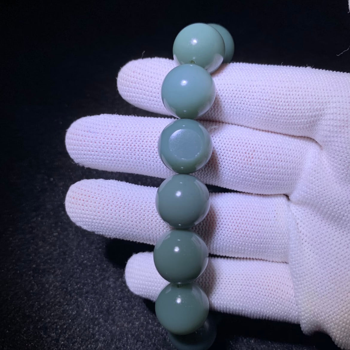和田玉籽料沙棗青手串卡15mm