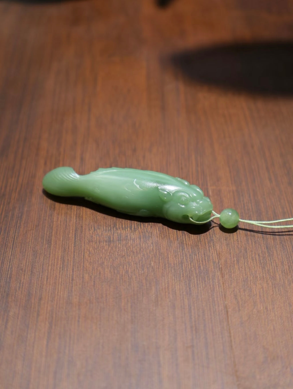 和田玉碧玉粉青魚化龍吊墜