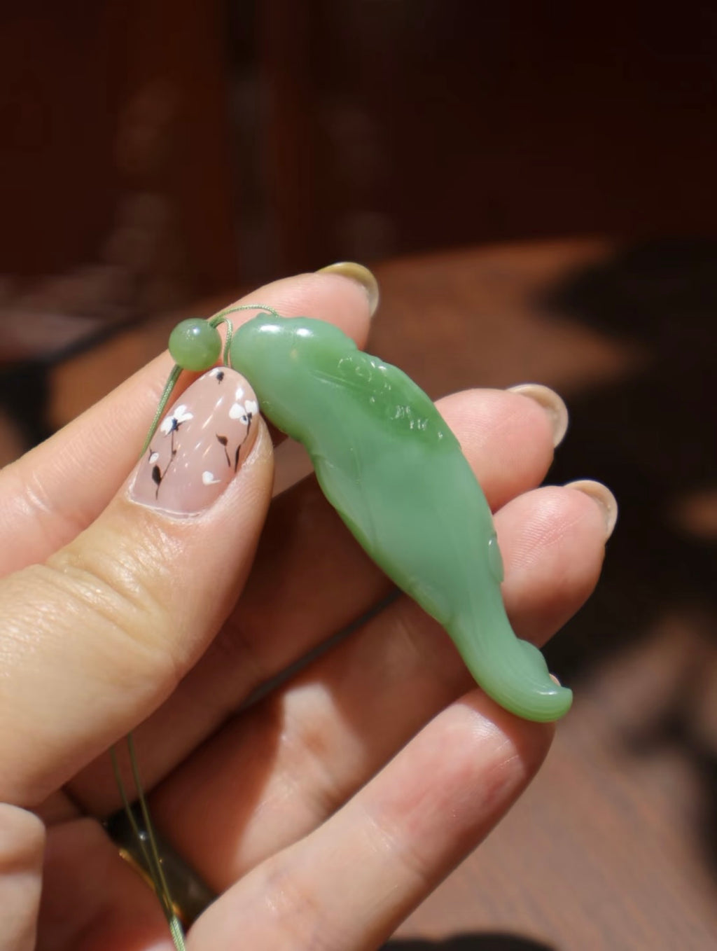 和田玉碧玉粉青魚化龍吊墜