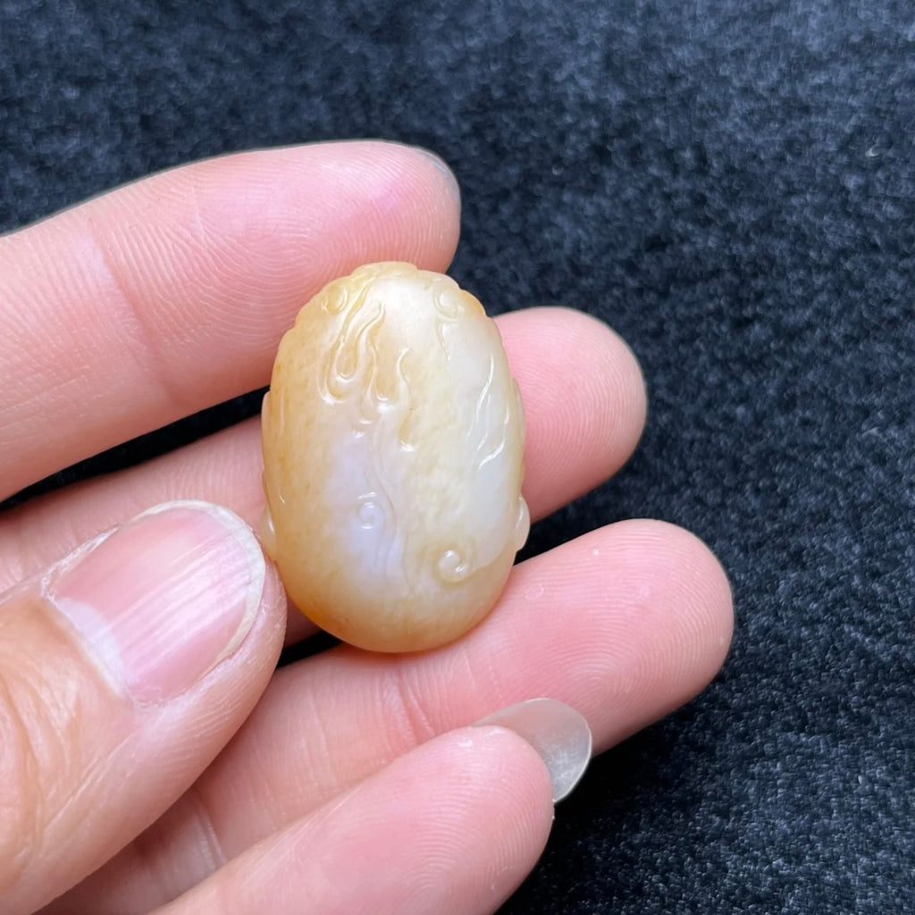 天然黃沁籽料黃財神吊墜